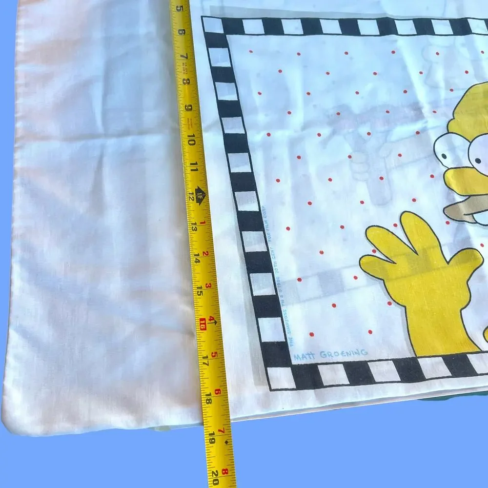 Vintage 1990 The Simpsons Reversible Pillowcase Bart Slingshot Homer Marge Fox